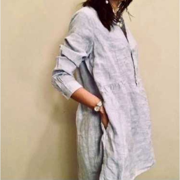 H by Halston Light Blue Long Sleeve Dress - Picture 7 of 7